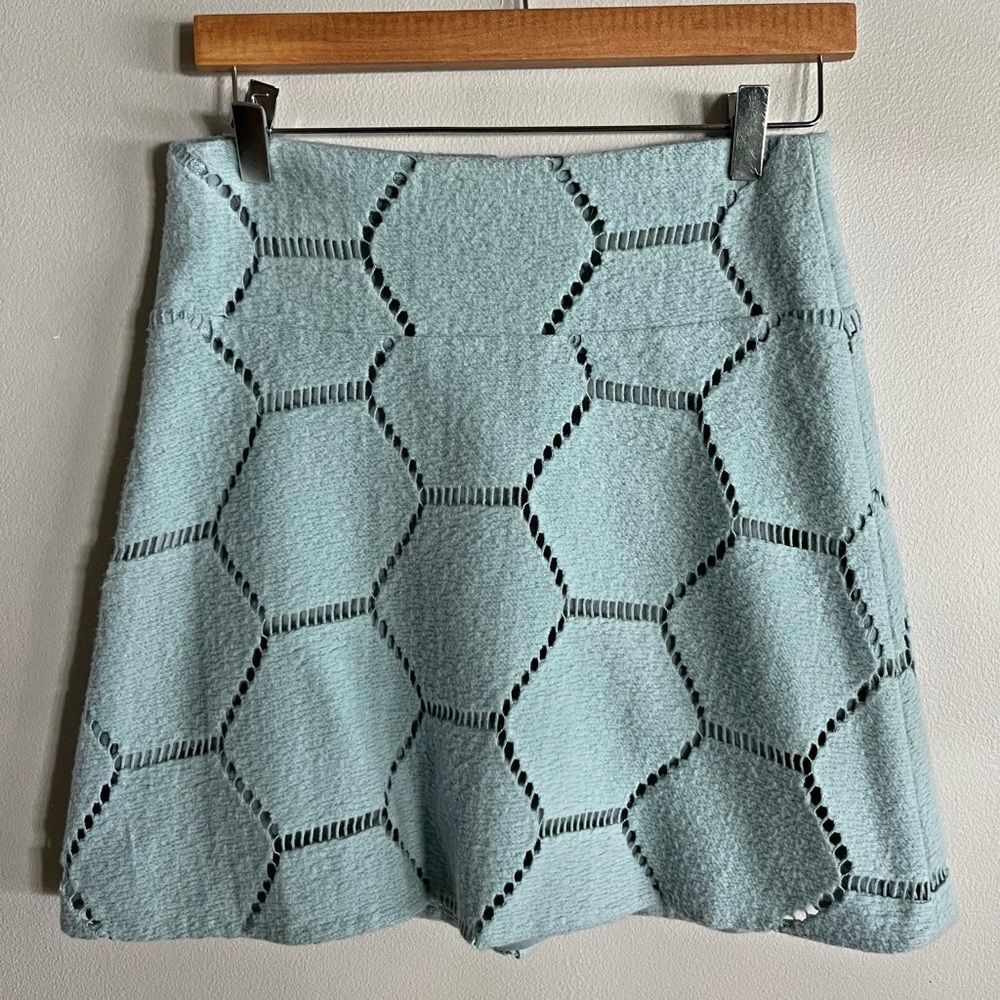 Powder Blue Honeycomb Cutout Mini Skirt Coquette Mod Y2K Boutique Small